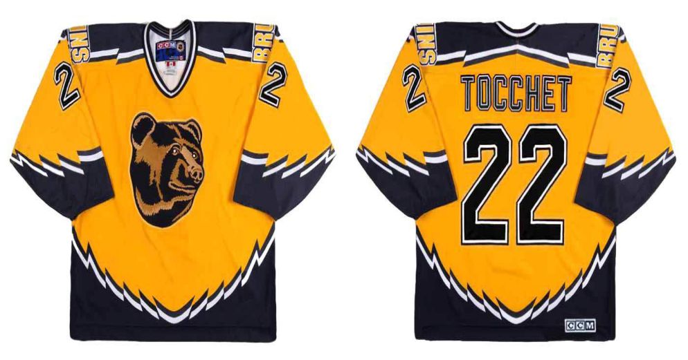 2019 Men Boston Bruins #22 Tocchet Yellow CCM NHL jerseys